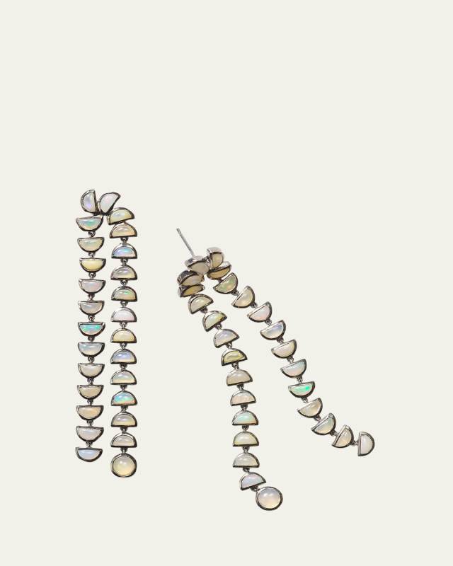 Sterling Silver Marabou Earrings with Black Rhodium and Ethiopian Opal